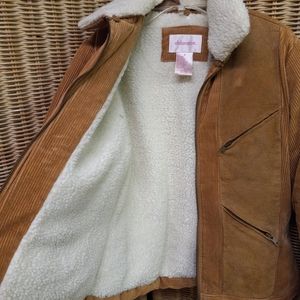 Xhilaration Coat Jacket Beige Corduroy & Leather Moto Detach Collar Size…